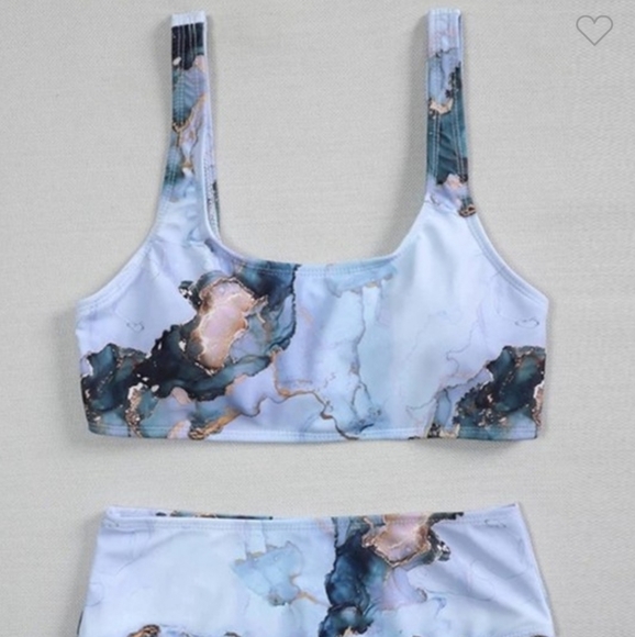 Blue Marble Swimsuit Two Piece Bikini - Picture 1 of 4